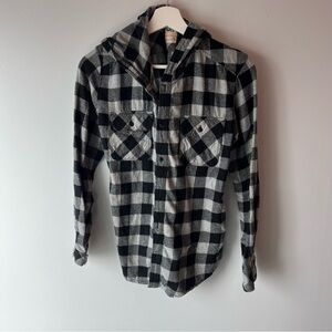 ARITZIA TNA Plaid Flannel Button-up Shirt with hood